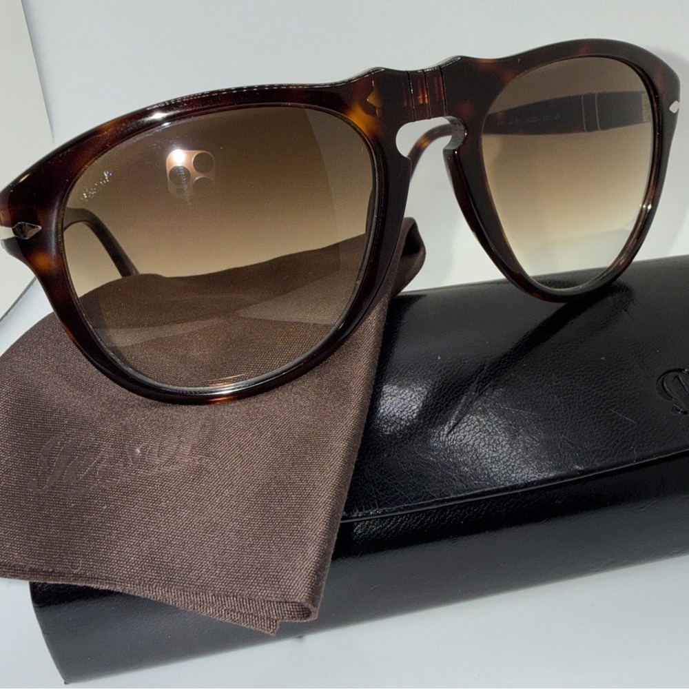 Persol 649 Round Tortoise Shell Frame Gradient Brown Lens 140mm- Case & Cloth